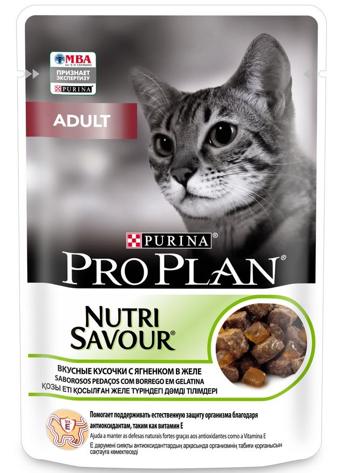 Корм для кошек Purina pro plan 85 г пауч ягненок кусочки в желе