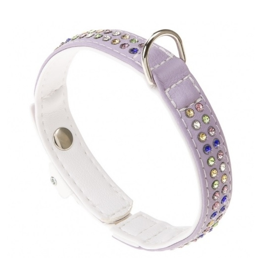 Ошейник сиренево-белый Ferplast lux эко-кожа со стразами c12/22