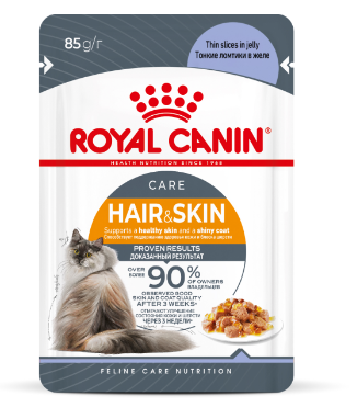 Корм для кошек Royal canin hair&skin care здоровье кожи и шерсти 85 г пауч ломтики в желе