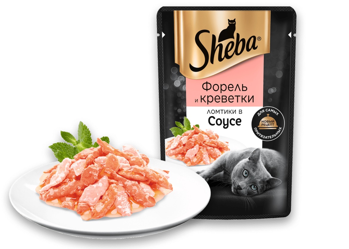 Корм для кошек Sheba 75 г пауч форель и креветки в соусе