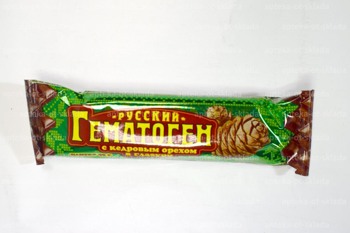Гематоген русский плитки с кедровым орехом в глазури 40г