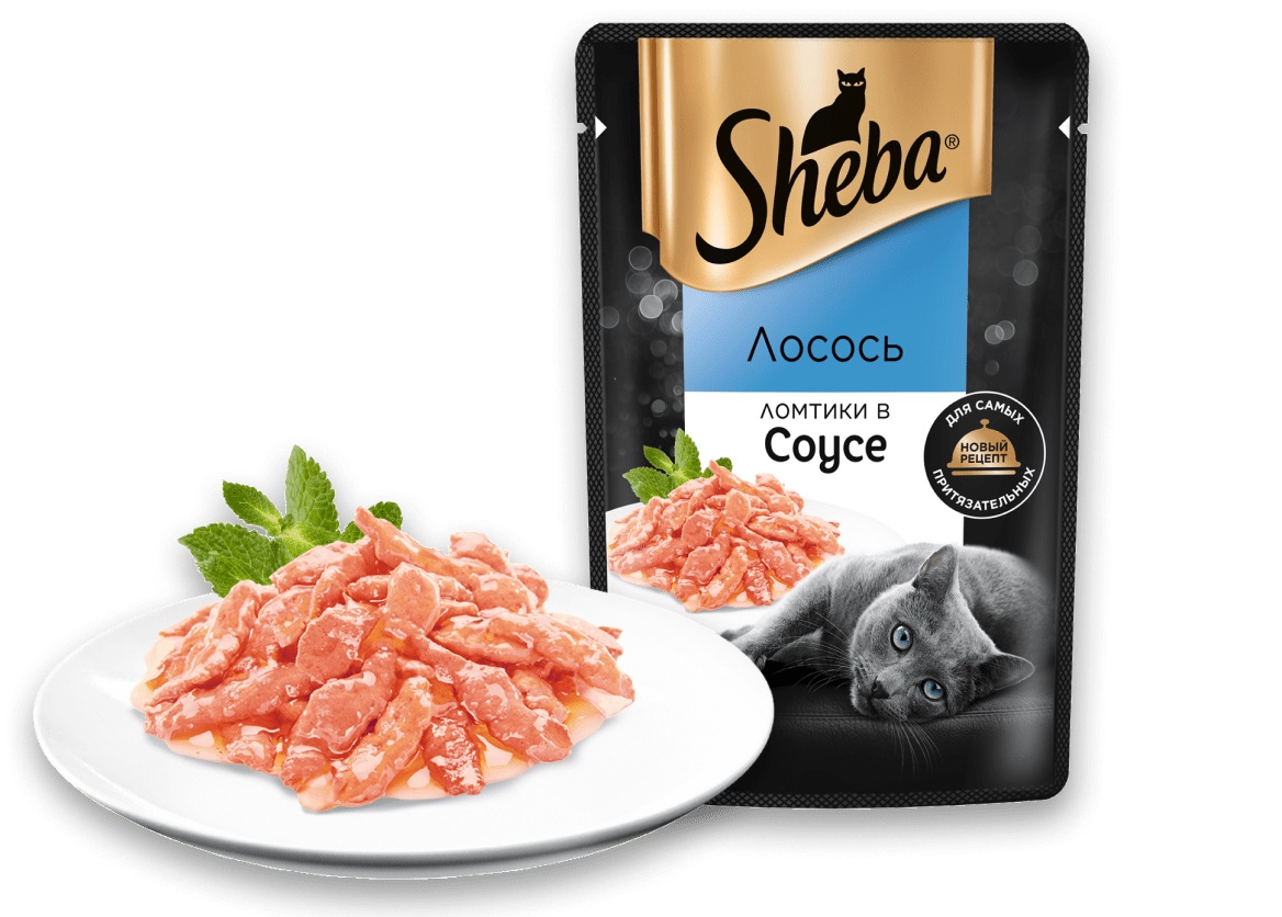 Корм для кошек Sheba ломтики в соусе 75 г пауч лосось
