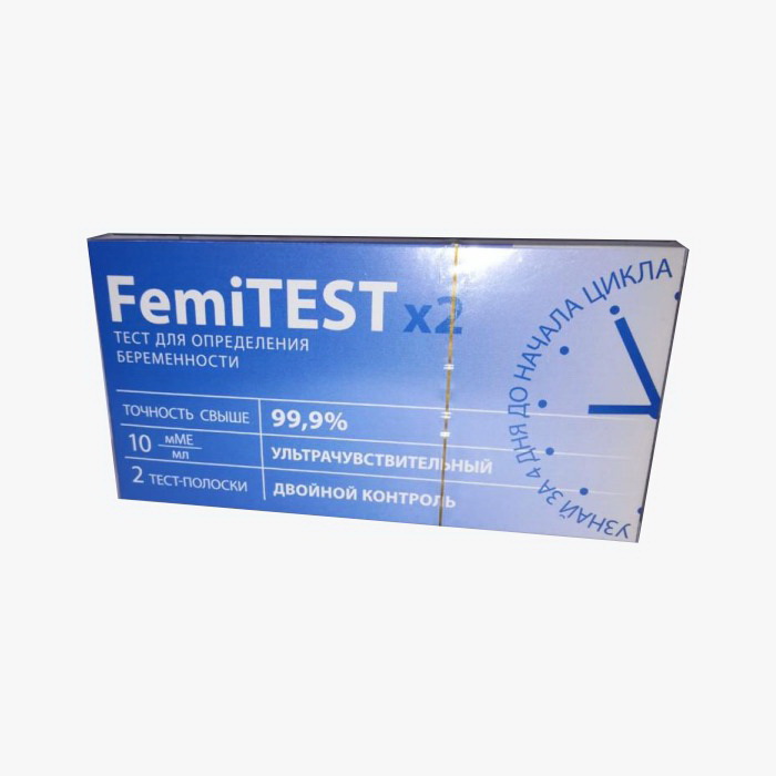 Тест Femitest на беременность ультрачувствительный 10 мМЕ/мл N 2