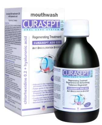 Curasept ads 020 ополаскиватель для полости рта хлоргексидин 0,2% с гиалуроновой кислотой 200 мл