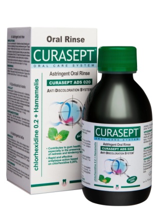 Curasept ads 020 ополаскиватель для полости рта хлоргексидин 0,2% с гамамелисом 200 мл