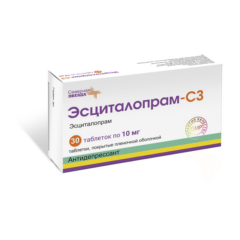Эсциталопрам-СЗ тб п/о плен 10 мг N 30