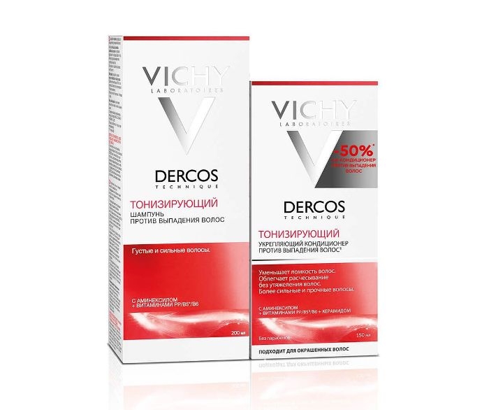 Vichy деркос набор (шампунь тонизирующий против выпадения волос 200мл+укрепляющий кондиционер200мл)