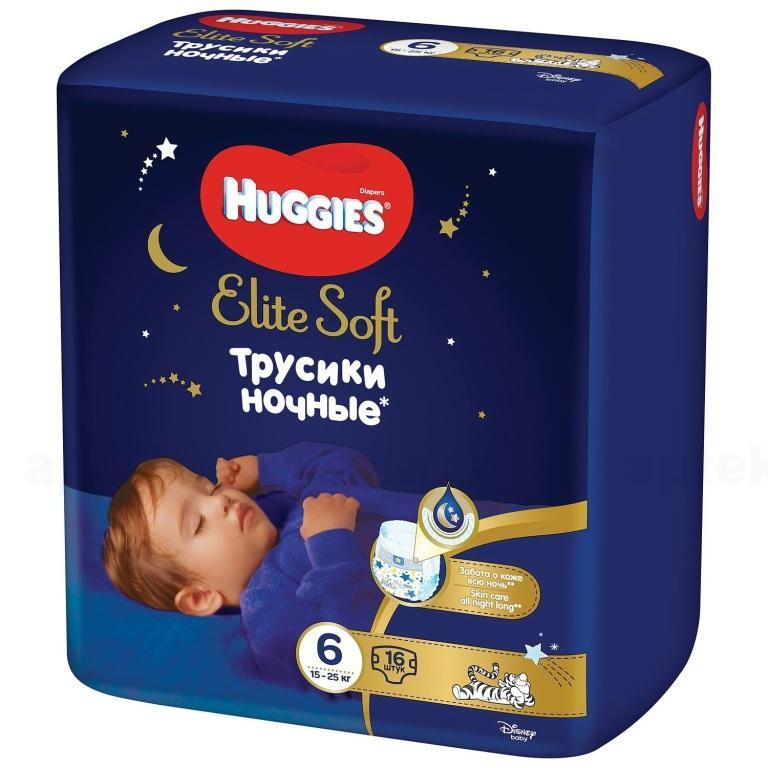 Подгузники-трусики Huggies Elite Soft ночные р-р.6 (15-25кг) N 16