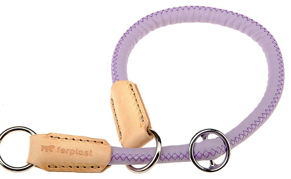 Ошейник-удавка фиолетовый Ferplast derby эко-кожа с нейлоновым шнуром 12мм/50см