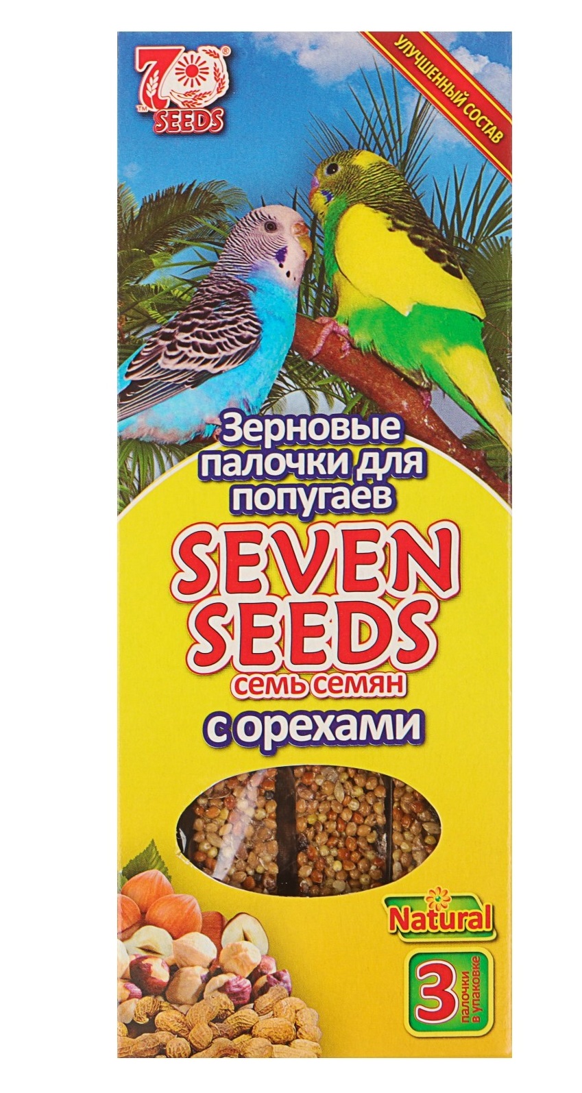 Палочки для попугаев Seven seeds n3 с орехами