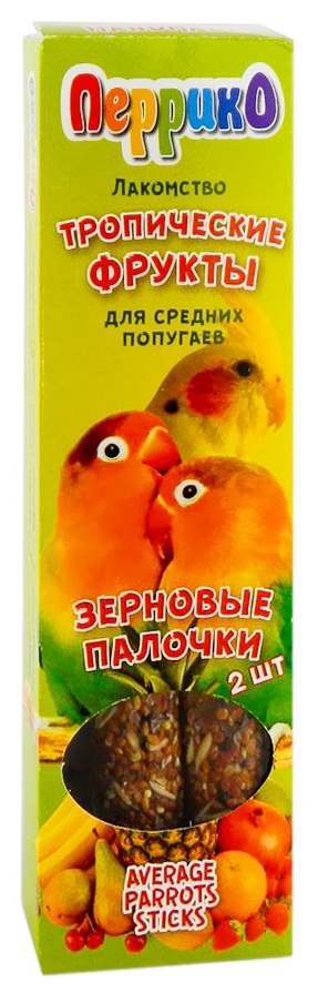 Палочки зерновые для средних попугаев Перрико 100 г n2 тропические фрукты