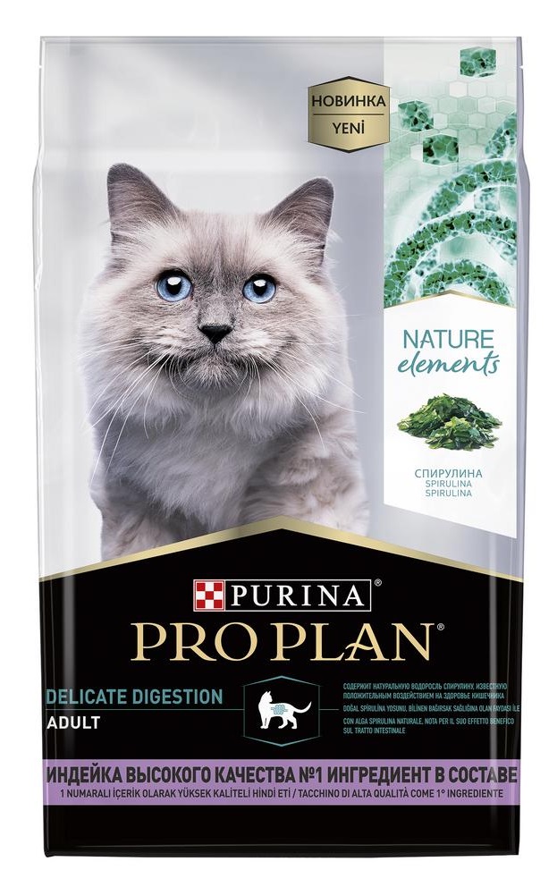 Корм для кошек с чувствительным пищеварением Purina pro plan nature elements delicate digestion 1.4 кг индейка и спирулина