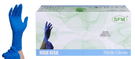 SFM Перчатки HIGH RISK ULTRA синие латексные нестерильные неопудренные текстурные очень большие размер XL 9-9,5 N 50