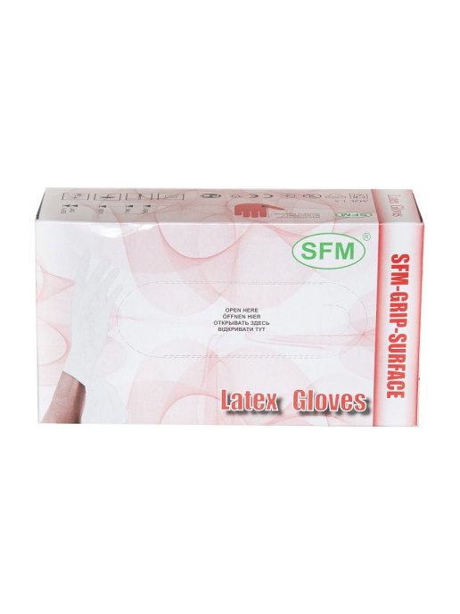 SFM Перчатки хирургические латексные нестерильные неопудренные большие размер L 8,5 N 100