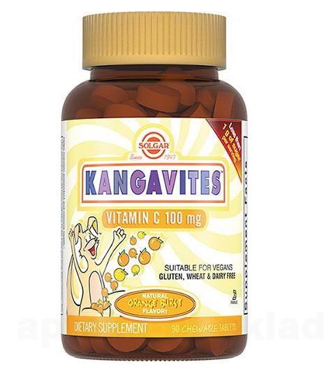 Солгар Кангавитес с витамином С 100мг со вкус апельсина тб жеват для детей 940мг N 90