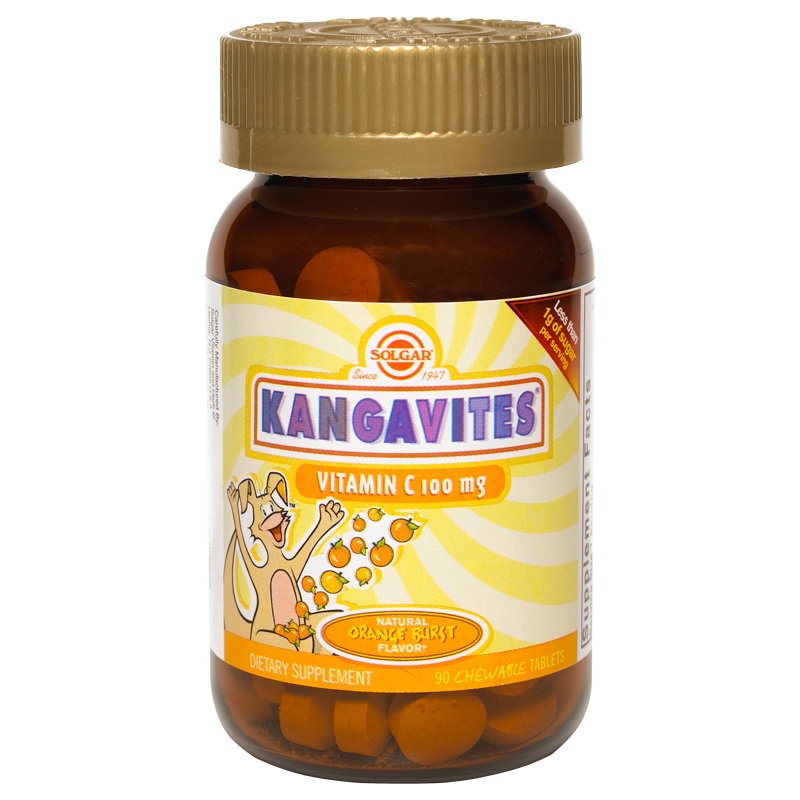 Солгар Кангавитаминомес с витамином С 100мг со вкус апельсина тб жеват для детей 940мг N 90