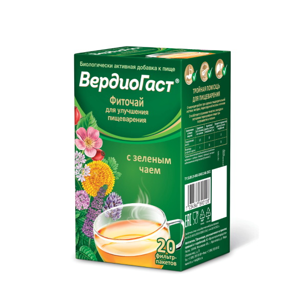ВердиоГаст фиточай для улучшения пищеварения с зеленым чаем БАД 1,5г N 20