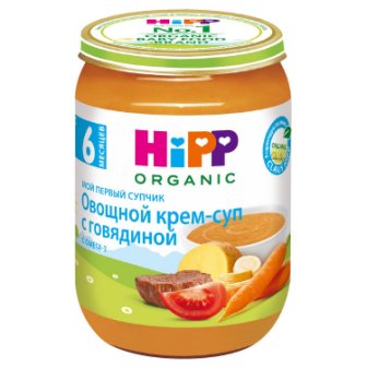 Hipp organic овощной крем-суп с говядиной с омега-3 6+месяцев 190г
