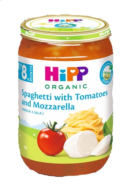 Hipp organic спагетти с помидором и моцареллой с омега-3 8+месяцев 220г