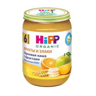 Hipp organic фрукты и злаки зерновая каша с фруктами без сахара 6+месяцев 190г