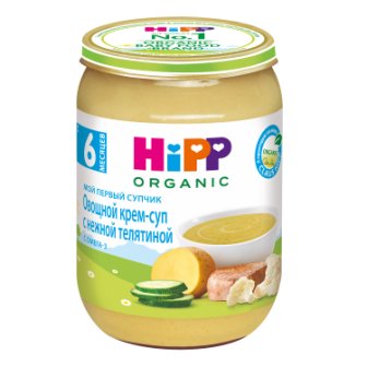Hipp organic овощной крем-суп с нежной телятиной с омега-3 6+месяцев 190г