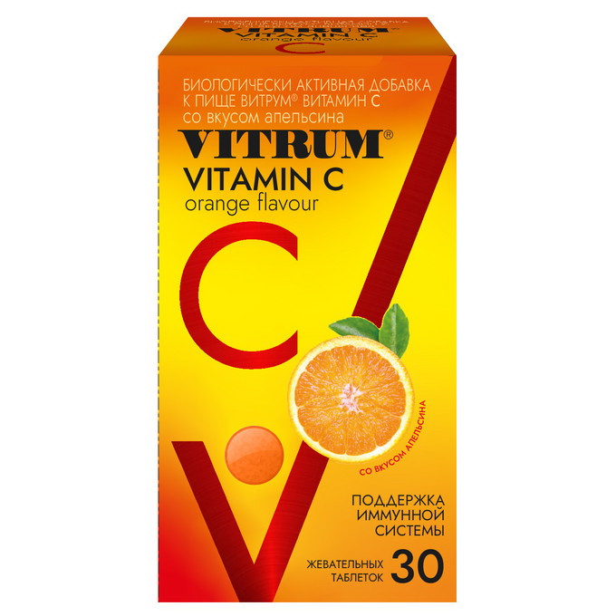 Витрум витамин С со вкусом апельсина таблетки жевательные N 30