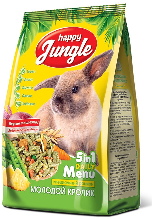 Корм для молодых кроликов Happy jungle 400 г
