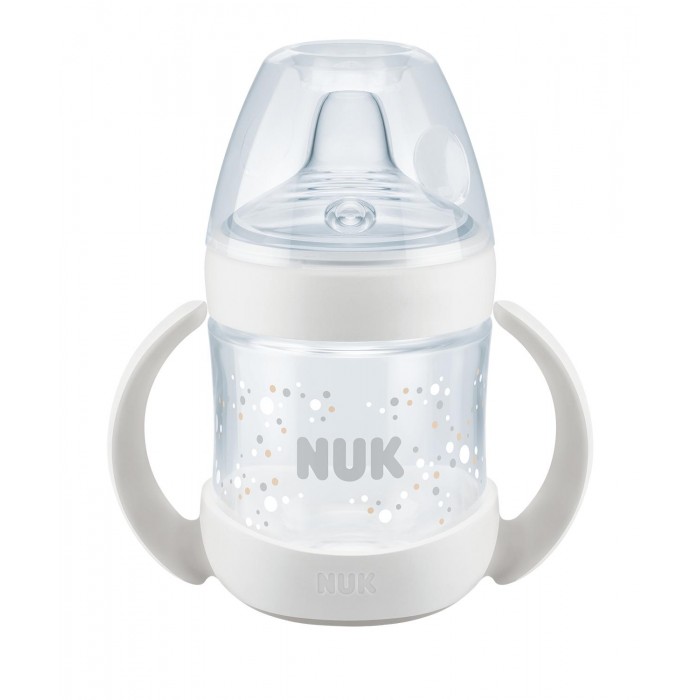 Nuk Nature Sense бутылочка обучающая с индикатором температуры с силиконовой насадкой и ручками 6+мес белая 150мл