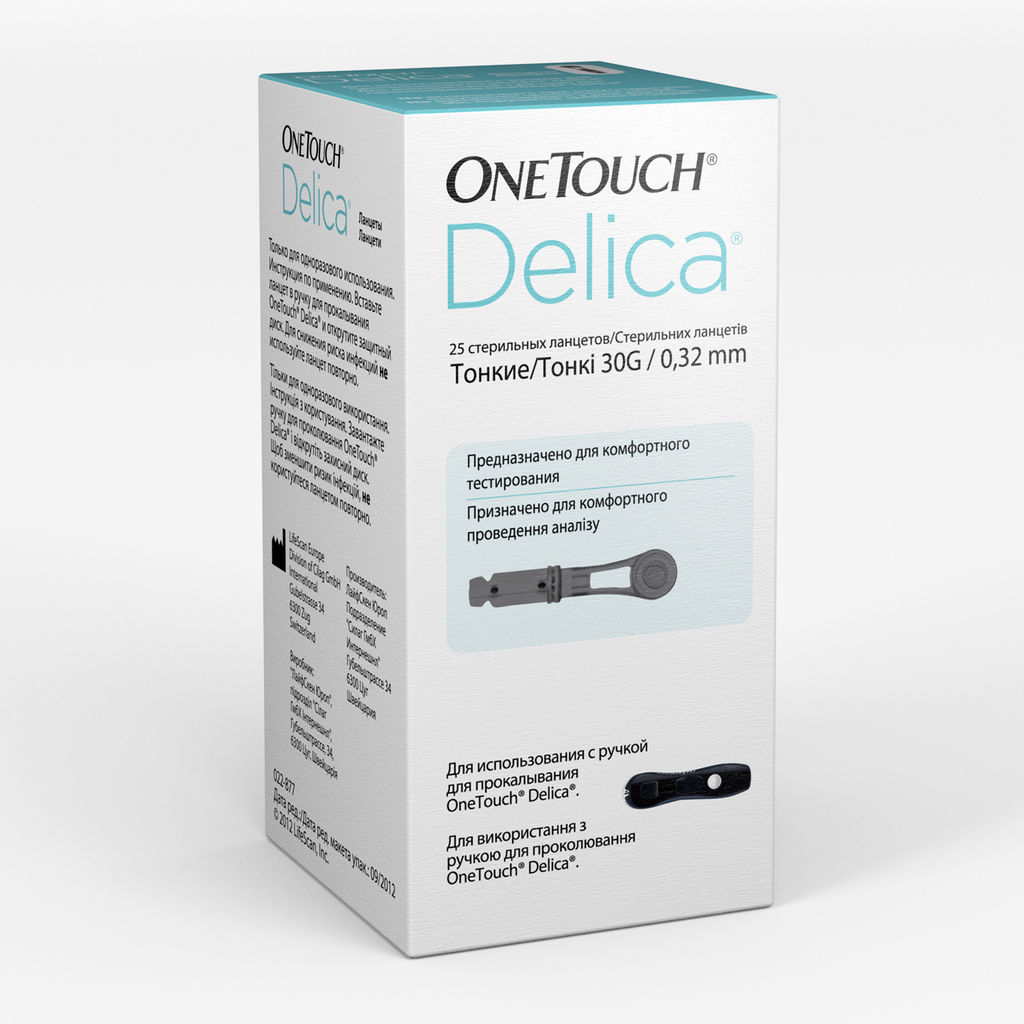 One Touch Delica Plus Ланцеты стерильные тонкие 30G N 25