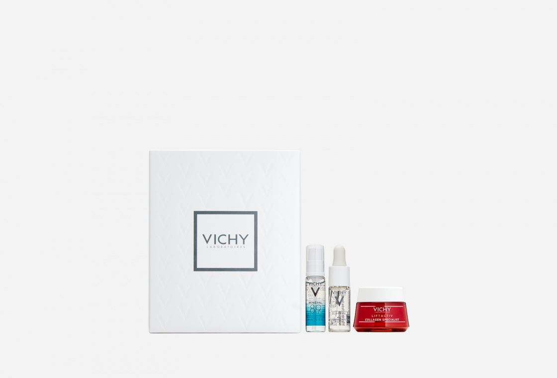 Vichy Liftactiv набор крем дневной для всех типов кожи 50мл+ежедневный гель-сыворотка для подверженной агрессивным внешним воздействиям кожи 10мл+гиалуроновая сыворотка-филлер пролонгированного действия 10мл