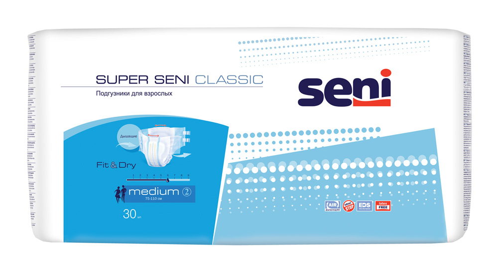 Подгузники для взрослых Super Seni classic medium 75-110см N 30