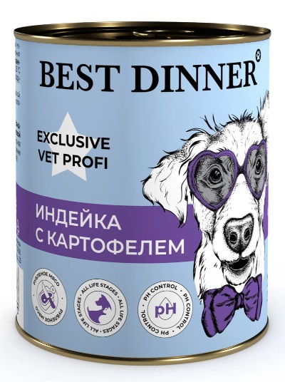 Корм для собак Best dinner exclusive urinary 340 г бан. индейка с картофелем