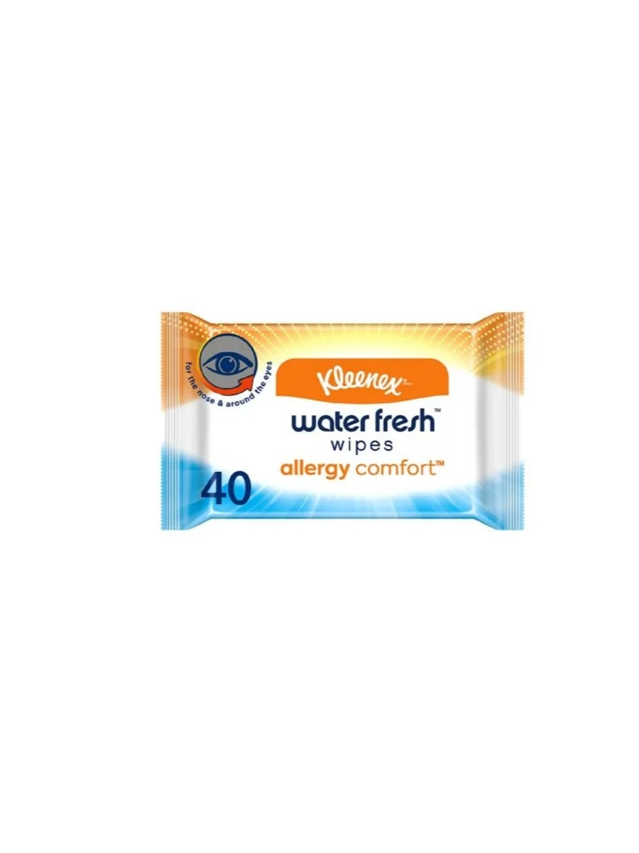 Kleenex water fresh allergy comfort влажные салфетки для лица и рук N 40
