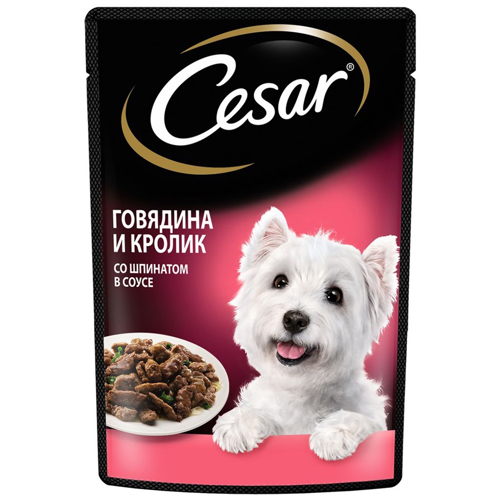 Корм для собак Cesar 85 г пауч говядина,кролик,шпинат
