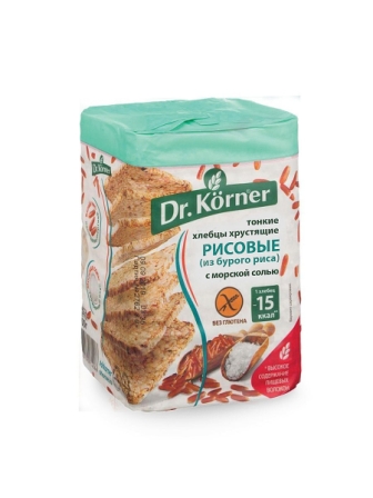 Dr.Korner тонкие хлебцы с морской солью из бурого риса 100г