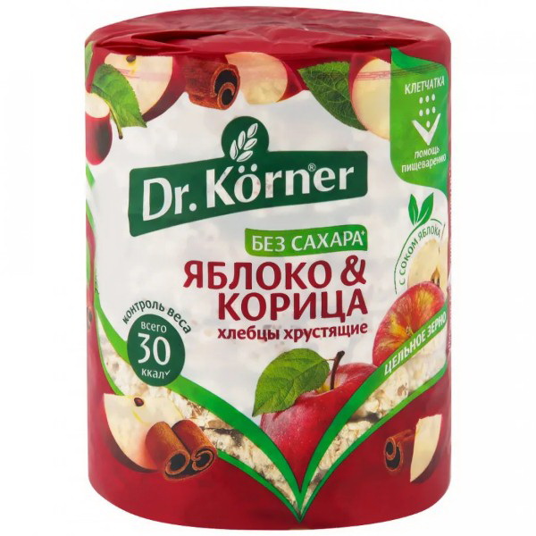 Dr.Korner хлебцы хрустящие злаковый коктейль яблоко/корица 90г