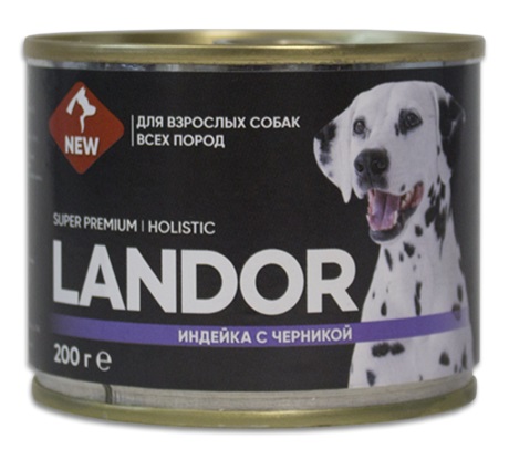 Корм для собак Landor 200 г бан. индейка с черникой