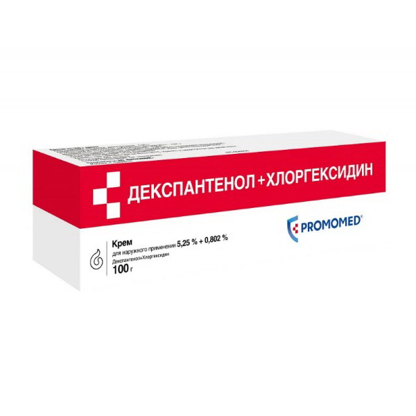 Декспантенол + хлоргексидин крем для наруж прим 5,25%+0,802% 100г