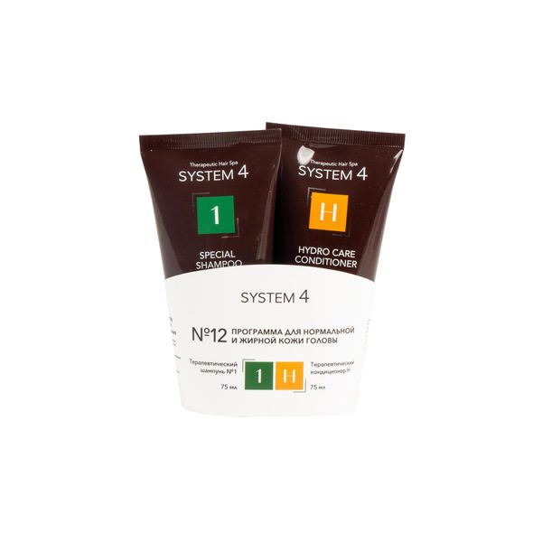 System4 набор программа для сухих волос и кожи головы N12 терапевтический шампунь 75мл+ терапевтический кондиционер Н 75мл