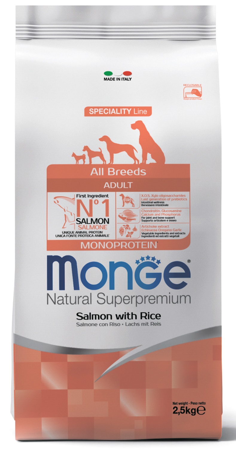 Корм для собак всех пород Monge dog speciality line 2.5 кг лосось с рисом