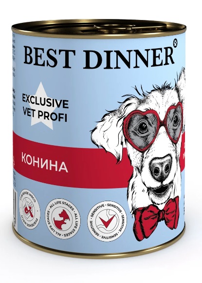 Корм для собак и щенков с 6 мес Best dinner exclusive gastro intestinal чувствительное пищеварение 340 г конина