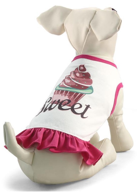 Платье с юбкой розовой для собак белое Triol р.l 44-48х35х33см