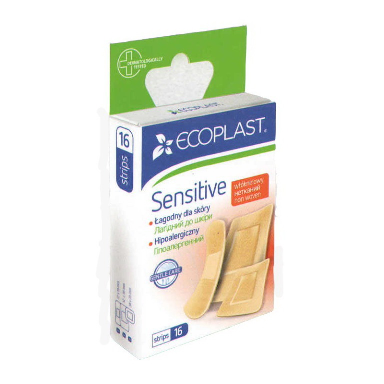 Ecoplast Sensitive пластыри медицинские набор 72*19мм/72*38мм/38*38мм для чувствительной кожи нетканый N 16