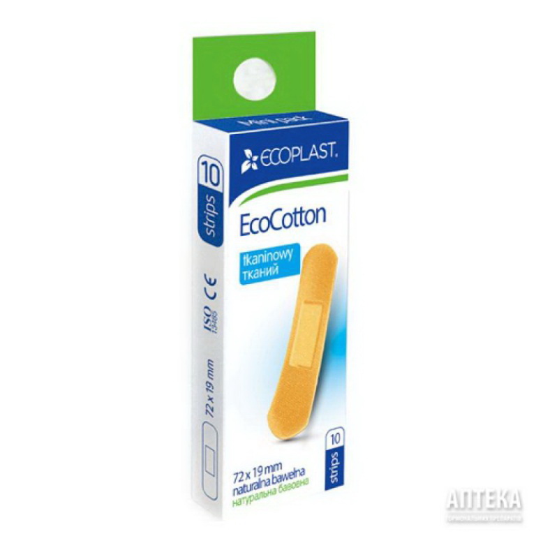 Ecoplast EcoCotton пластыри медицинские набор 72*19мм тканый натуральный хлопок N 10