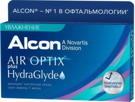 Alcon Air Optix plus HydraGlyde 30тидневные контактные линзы D 14.2/R 8.6/ -4.00 N 3