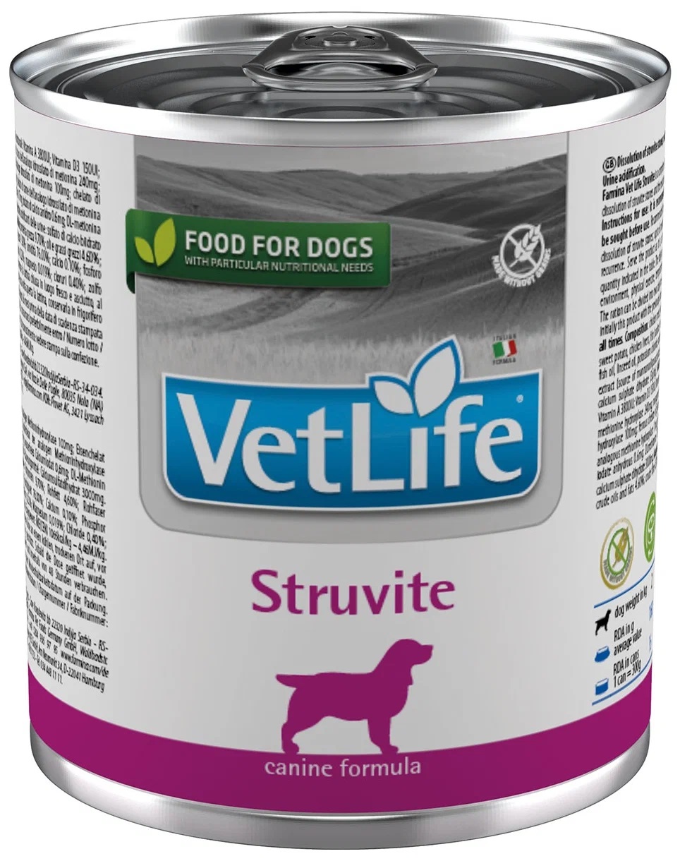 Корм для собак с мочекаменной болезнью при струвитах Farmina vet life dog struvite паштет 300 г бан.