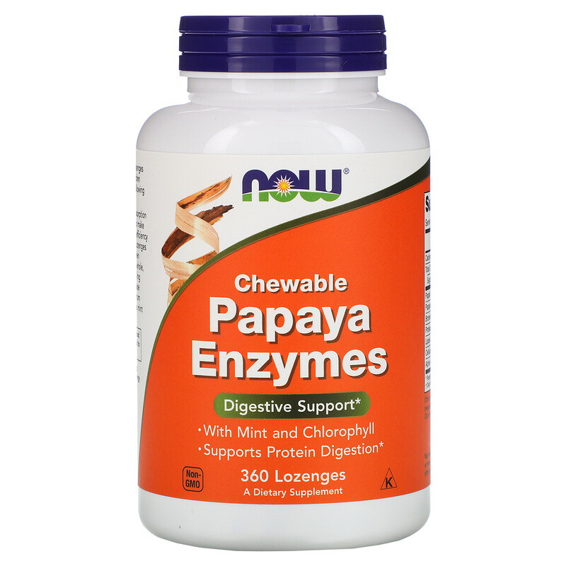 NOW Papaya Enzyme Папайя фермент пастилки жеват 162.5мг N 360