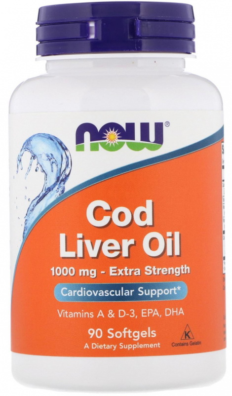 NOW Cod Liver Oil Рыбий жир из печени трески 1000мг капс 1391мг N 90