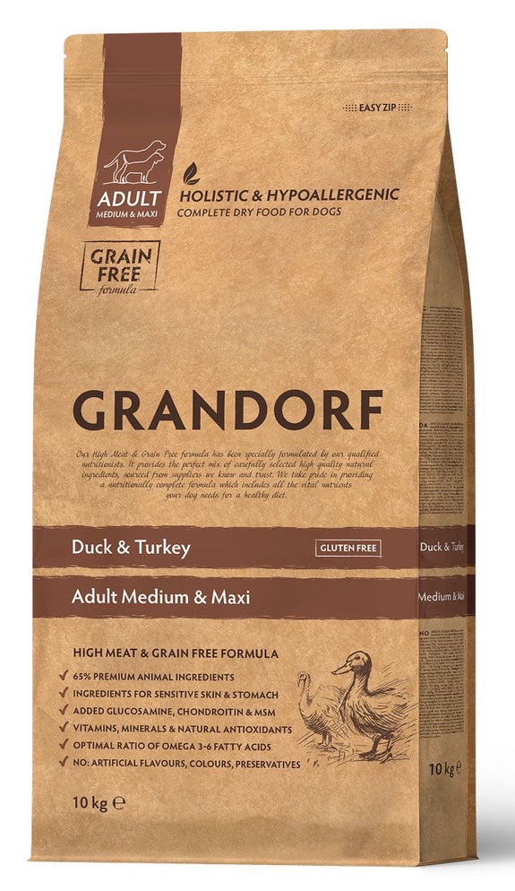 Корм для собак средних и крупных пород Grandorf duck&turkey 10 кг утка с индейкой