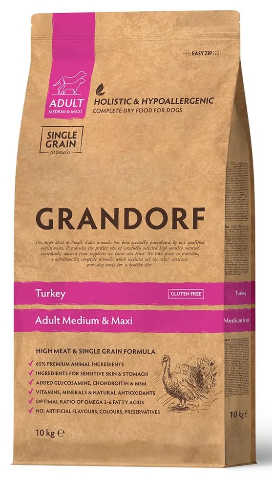 Корм для собак средних и крупных пород Grandorf turkey 10 кг индейка